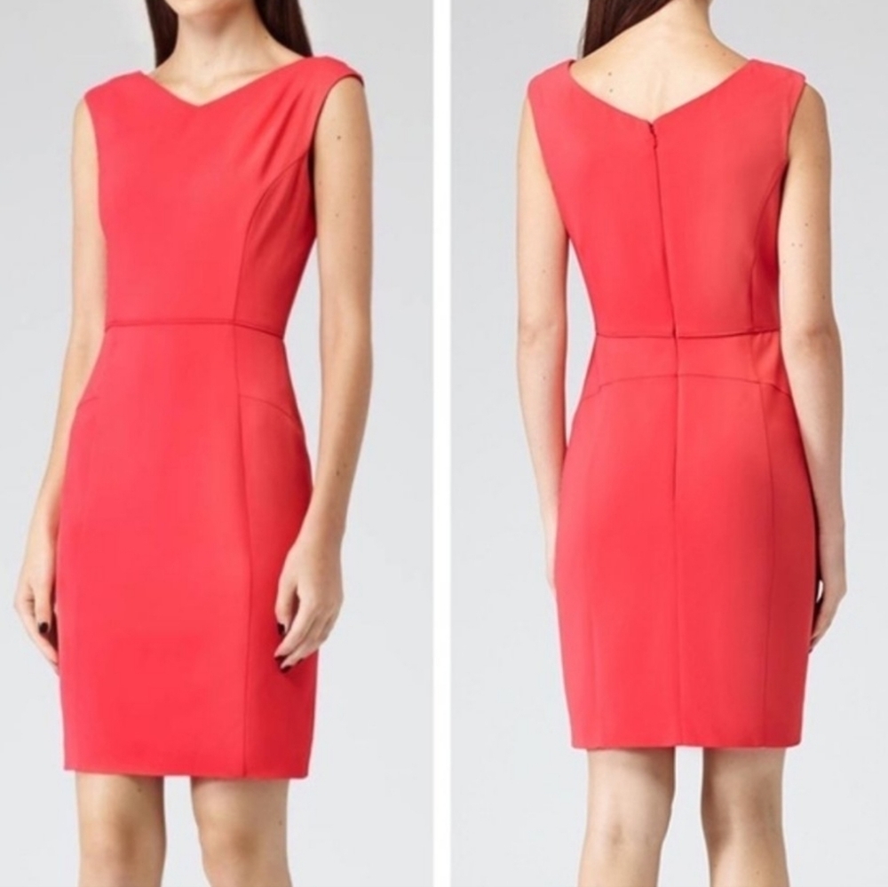 Reiss‎ Marbella Sheath Panneled Asymmetrical Fold Front Sleeveless Dress